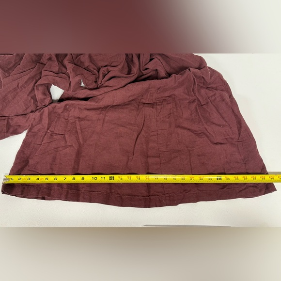 Free People Wide Leg Pants Cotton Linen Pockets Pull On Beachy Boho Women L/XL - Picture 7 of 11